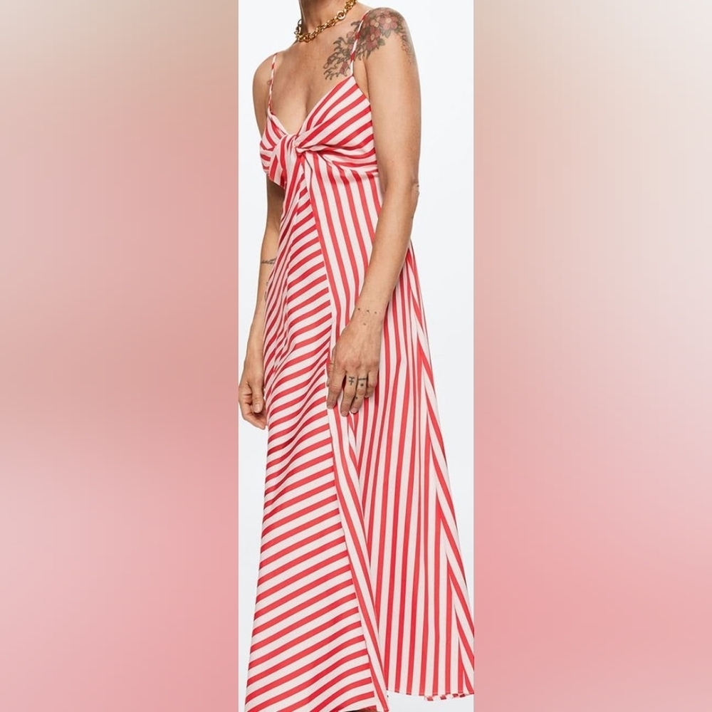 MANGO Striped Cotton-Blend Dress